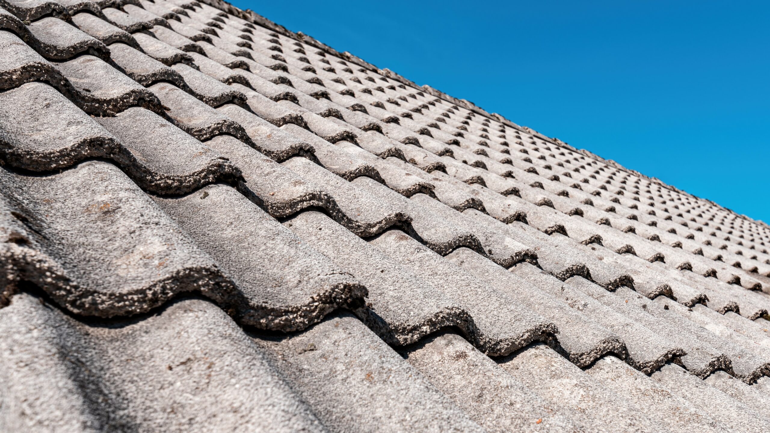 Concrete roof tiles of a house