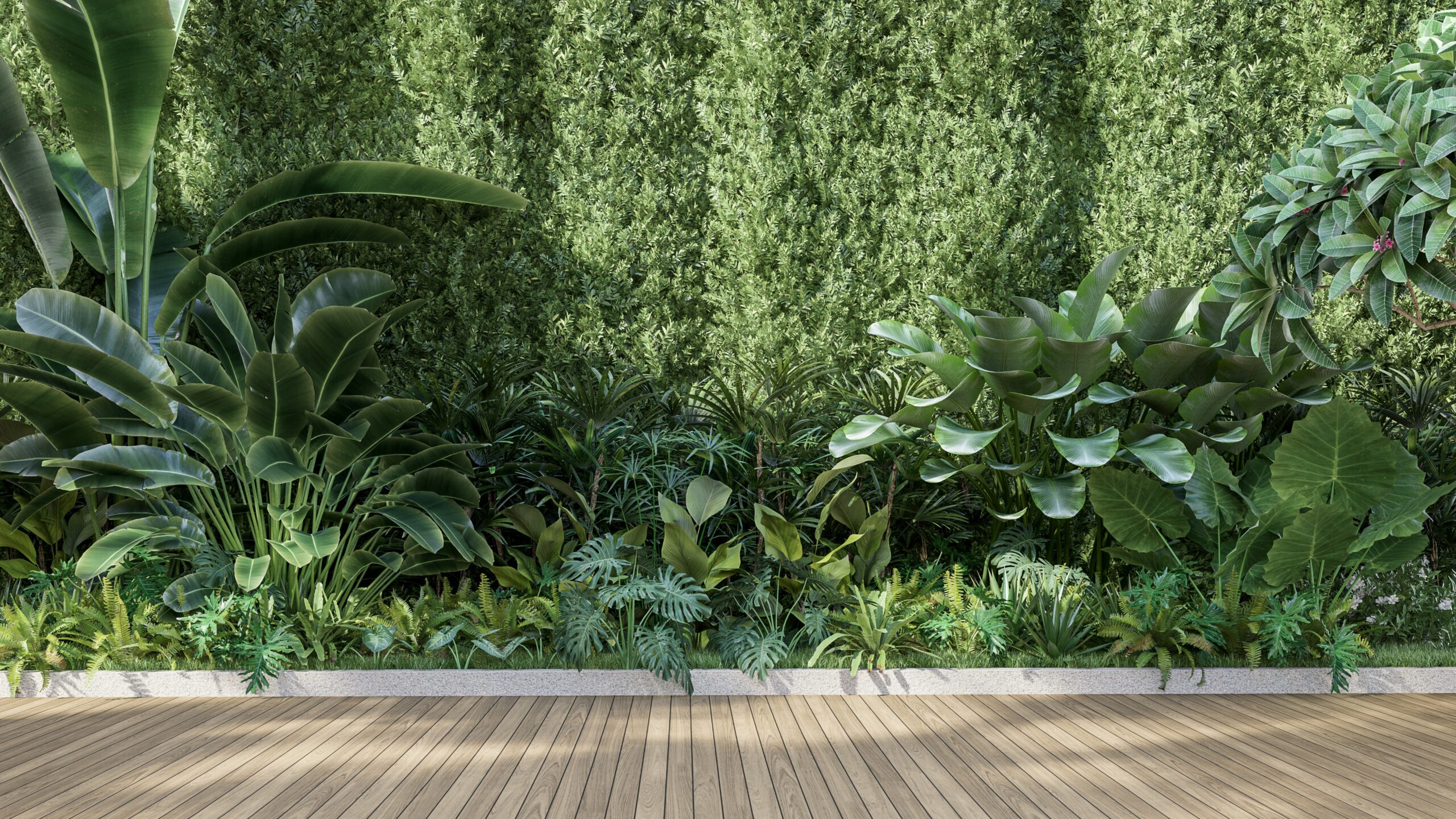Green walls of a modern garden