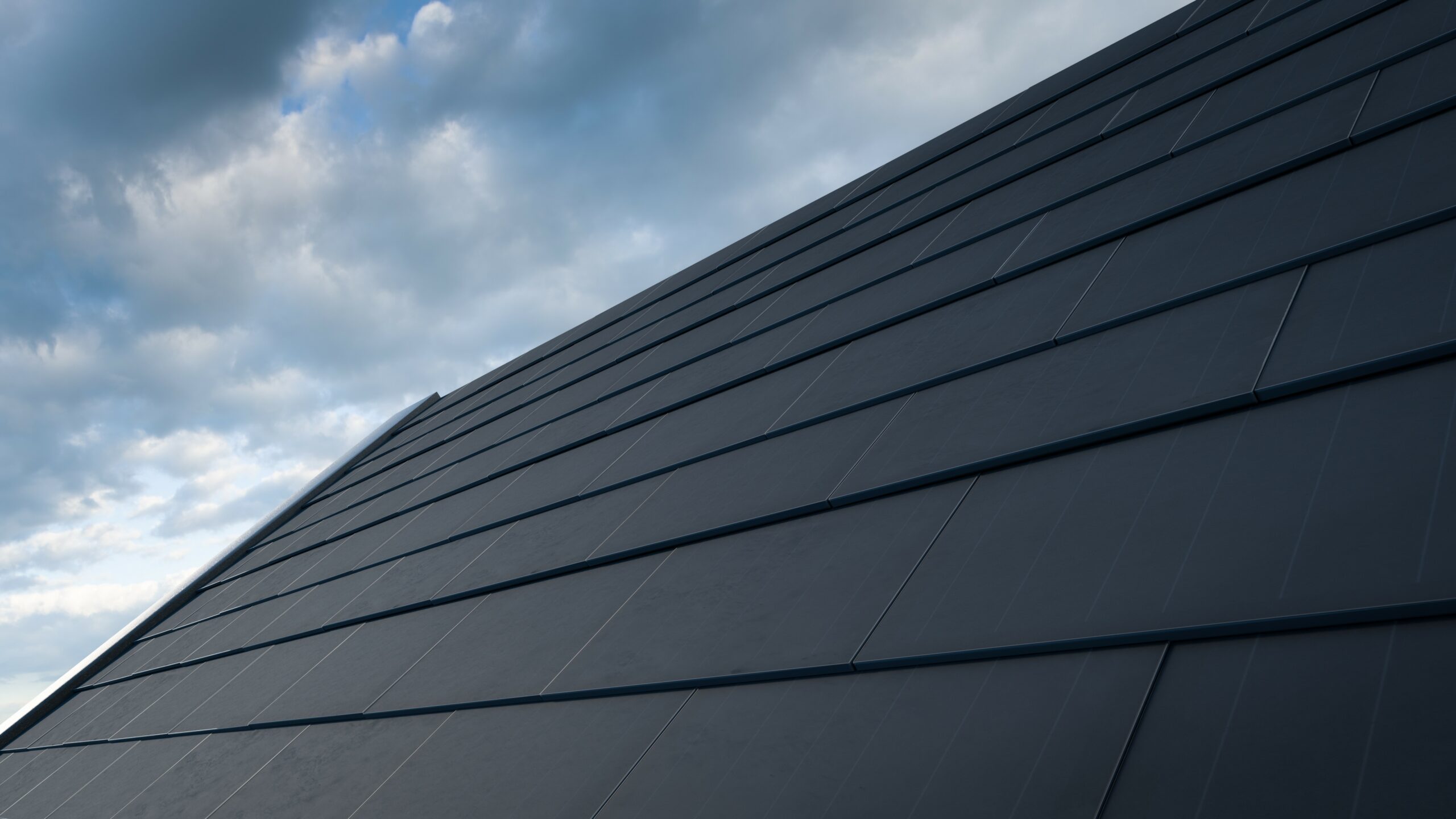 Solar roof tiles of a modern home