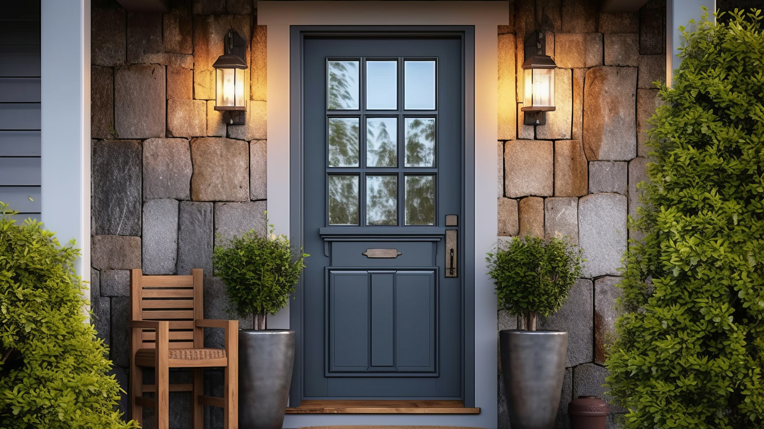 Stylish and modern front door of a house