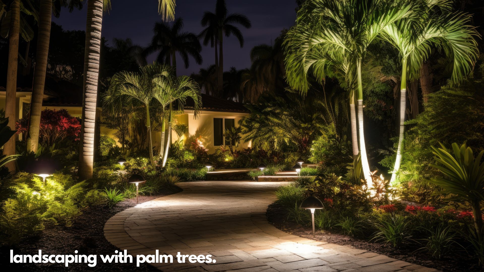 Outdoor space with palm trees