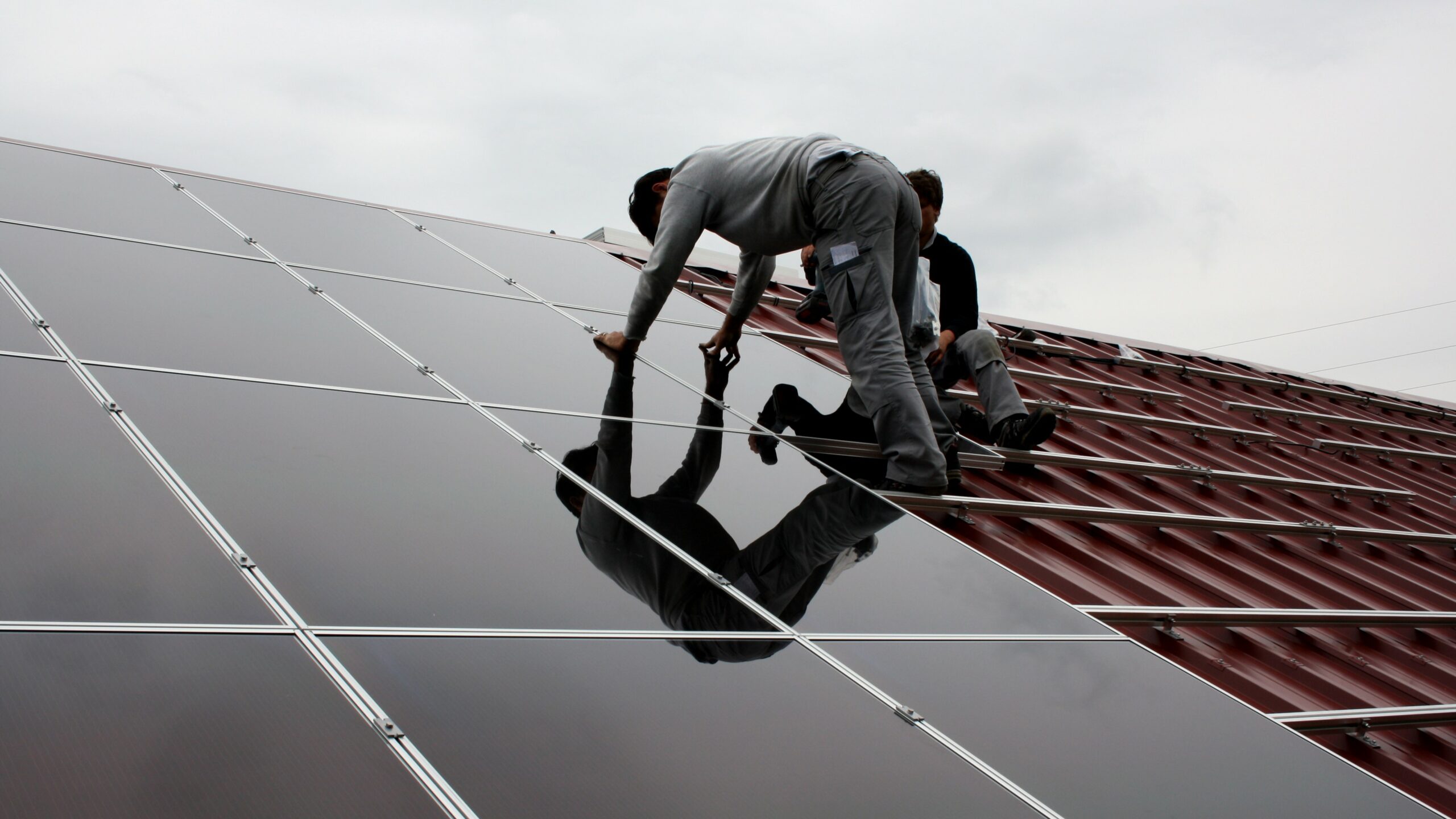 Thin-film solar panels installed on roof
